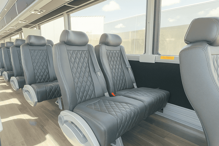 interior of Bus Rental Company Columbia charter bus